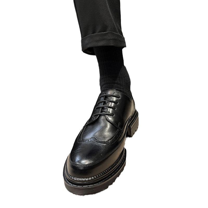 Retro Brock Flower Leather Shoes Men'S Spring And Autumn Large Size British Men'S Leather Shoes 45 46 Shoes Px25-T