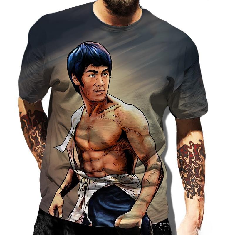 Modisches Herren-Rundhals-Kurzarm-3D-Casual-Farbprint-Casual-Kurzarm-Rundhals-T-Shirt