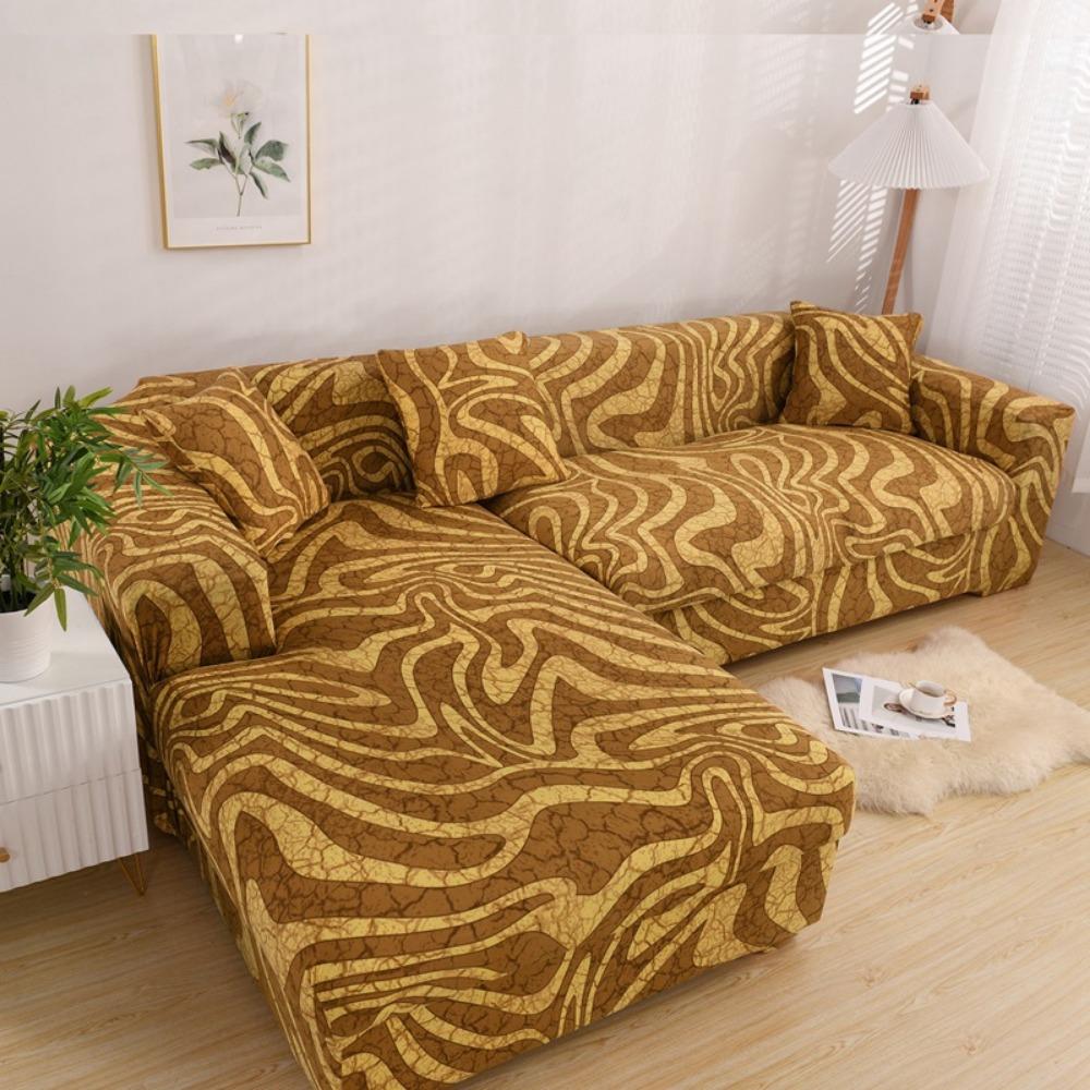Stretchable L-Shaped Sofa Cover with Ins Print Full Coverage Universal for All Seasons