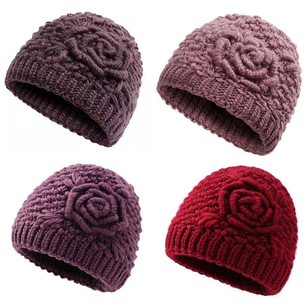 Windproof Beanie Cap Thickned Pullover Hats Fashion Knitted Hat for Women
