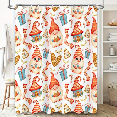Kerstkabouters Douchegordijn Feestelijk Plezier Badkamerdecor voor de Feestdagen