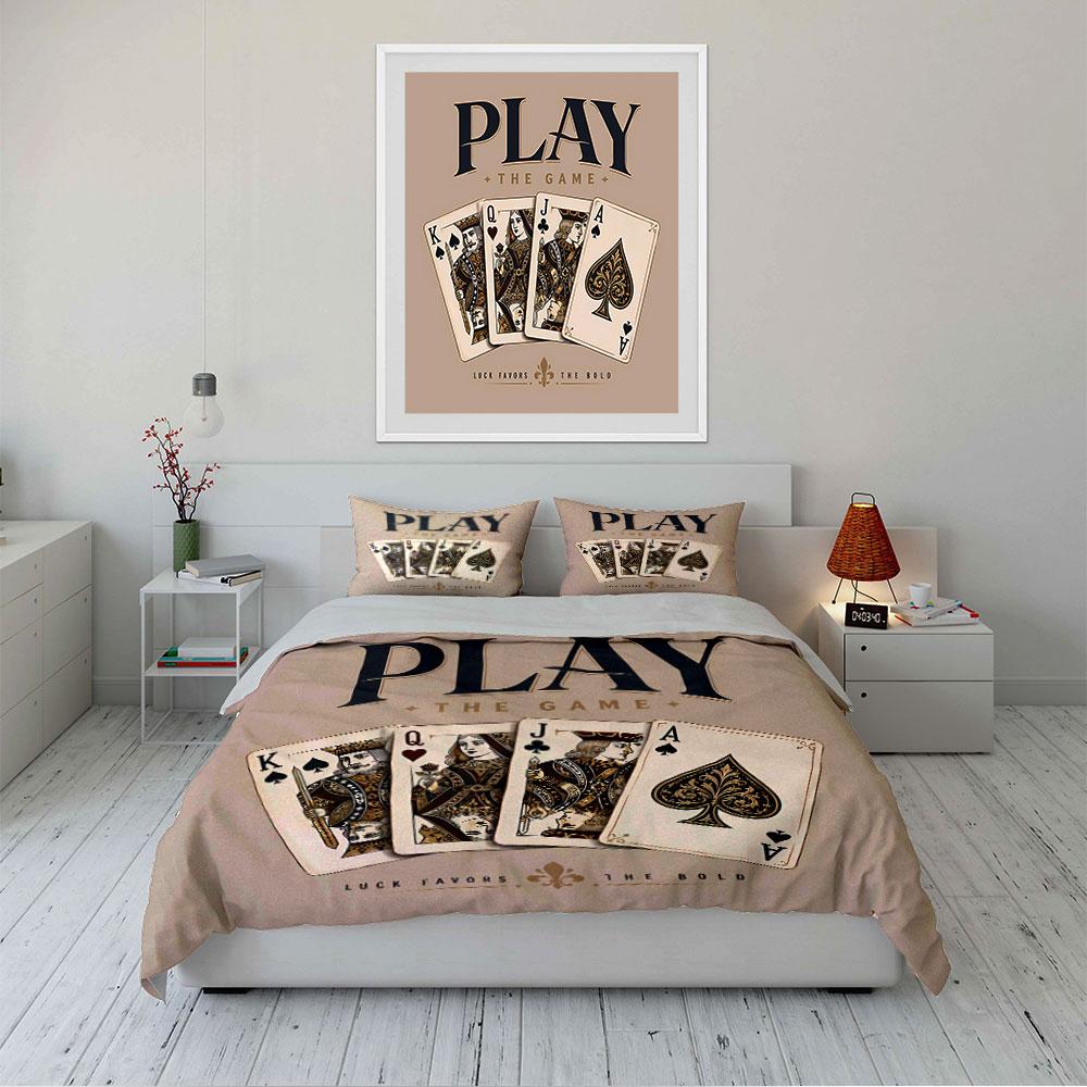 Playing Cards Vintage Design Bedding Duvet Cover Set Duvet Cover Pillowcases  (1*Duvet Cover 2*Pillowcases, without duvet insert)