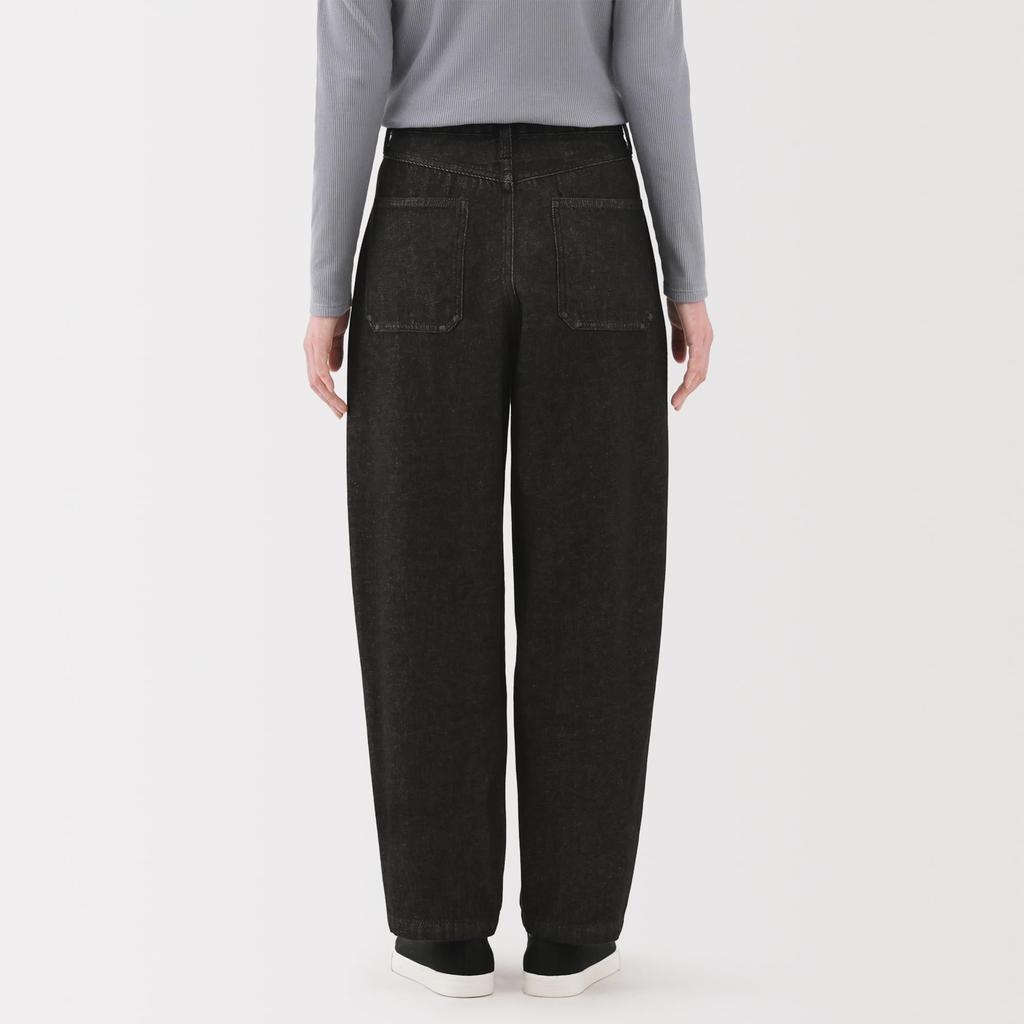 MUJI Kapok Blend Denim Barrel Size M Women's Pants, Black, (BE1ZEA5A)