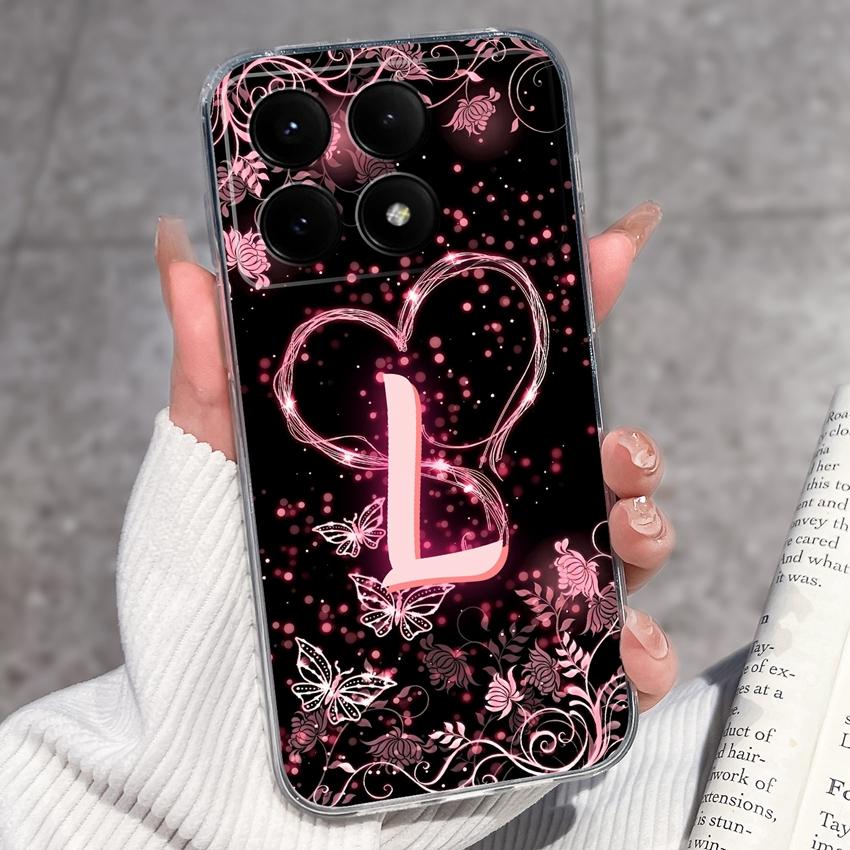 Casing For Redmi K70 K80 K60 K50 K40 K30 K20 Pro K70e K60e K90 Pro Max Phone Case Premium Letters Pattern Transparent TPU Back Cover For Redmi Housing