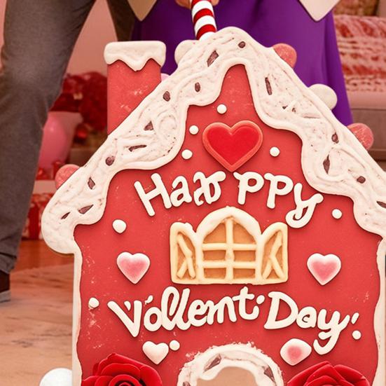 Set de jucării de golf Casă de turtă dulce Joc de putting de Ziua Îndrăgostiților cu crose și mingi cu tematică de inimă Cadou de golf festiv pentru cupluri Distracție în interior și exterior