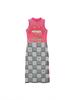 As If Cali Mesh Checker Board Dress Black