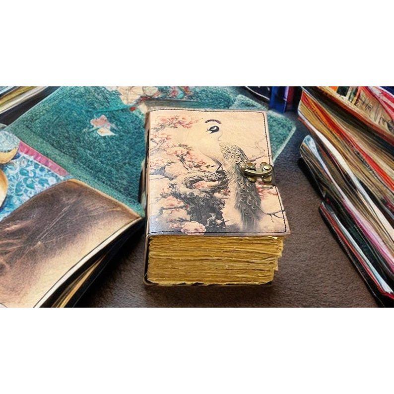 

Peacock Leather Journal • Vintage Handmade journal • Travel Diary Gift for Writer • 7 x 5 inch