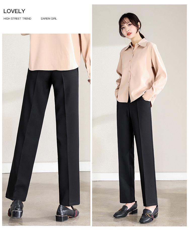 Year-Round Maternity Straight-Leg Suit Pants - Professional Plus Size with Velvet Option