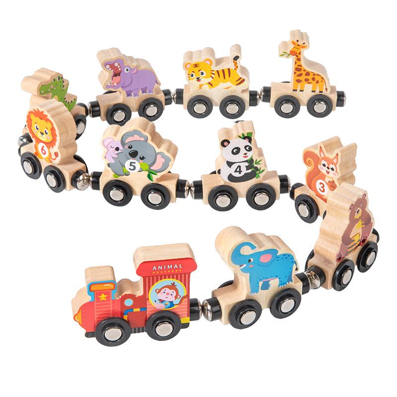 Wooden Magnetic Number Train for Kids - Color Recognition Toy