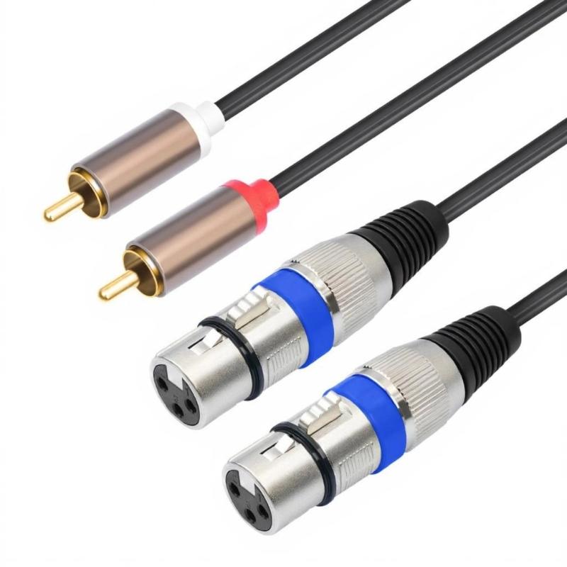 Double Female to Double Male Metal Texture Sound Cable Gold Plated Connectors Studio Grade Interconnects