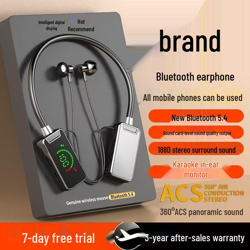 Wireless Neckband Bluetooth Headphones with Digital Display, Noise Cancelling, and Long Battery Life - Compatible with Apple, Huawei, Xiaomi