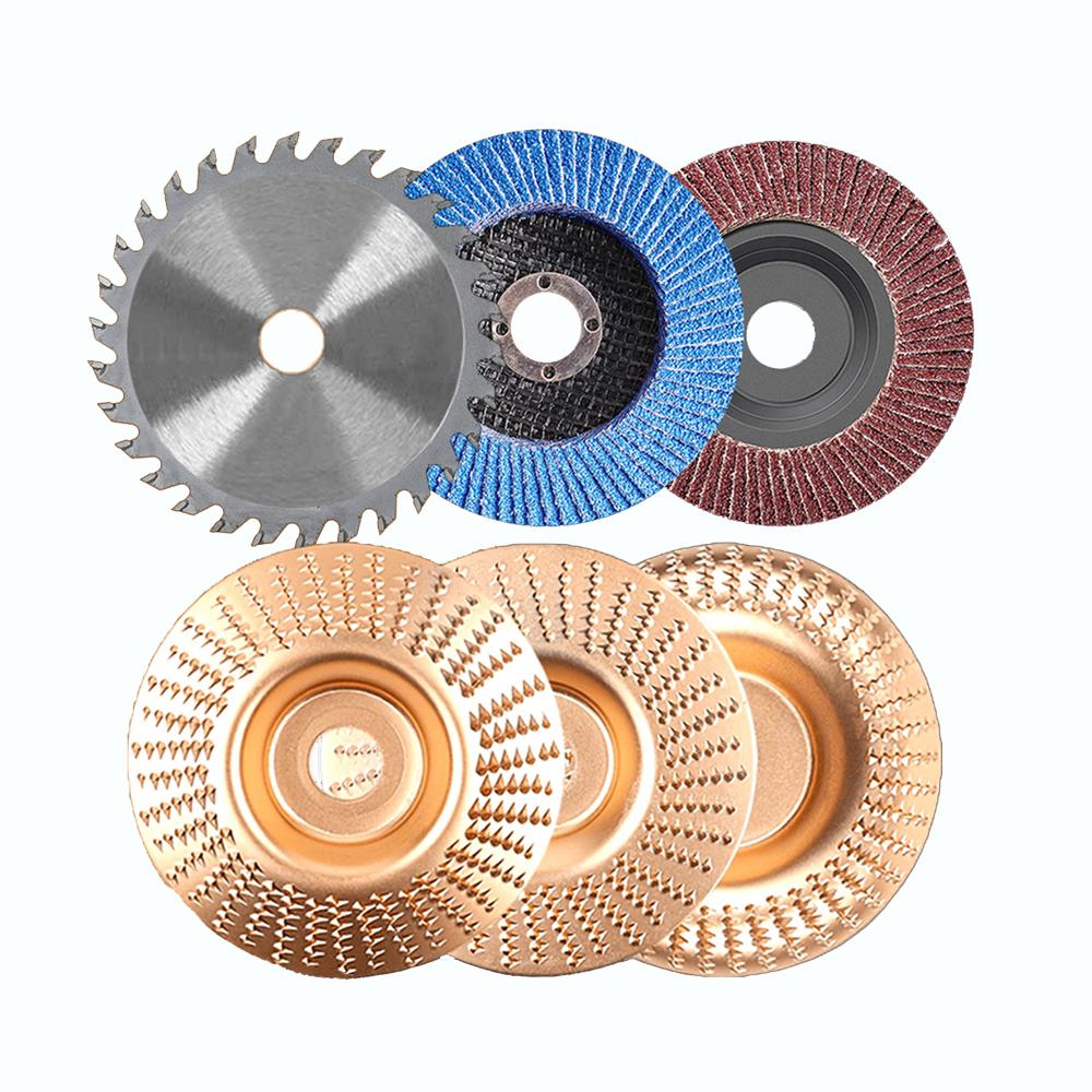6 Pieces/set, 4 Inch 100mm Wood Saw Blade and Grinding Disc, Woodworking Set for Cutting and Polishing, One Set for All Purpose