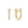 Gold Sparkling Pave Huggie Hoop Earrings 925 Silver E066-04G