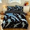 3PCS Duvet Cover Set Shark Ocean Animal Silhouette Print Bedding Set for Men Boys Soft Microfiber Quilt Cover with Pillowcase