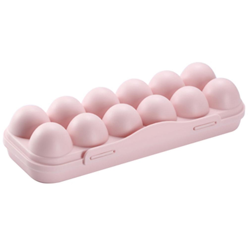 

12 Grid Egg Holder Plastic Egg Protector Tray Portable Eggs Carrier Container Case for Refrigerator Camping Picnic Hiking Travel розовый