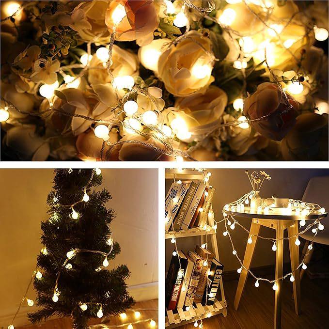 Round LED String Lights: White & Colored Bulbs for Christmas, Holidays, Camping, and More