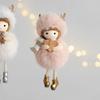 WTEMPO Charming Angel Round-Bellied Deer Antler Doll Hanging Pendents White Pink Christmas Ornaments Easy-Hang for Christmas Tree & Festive Party