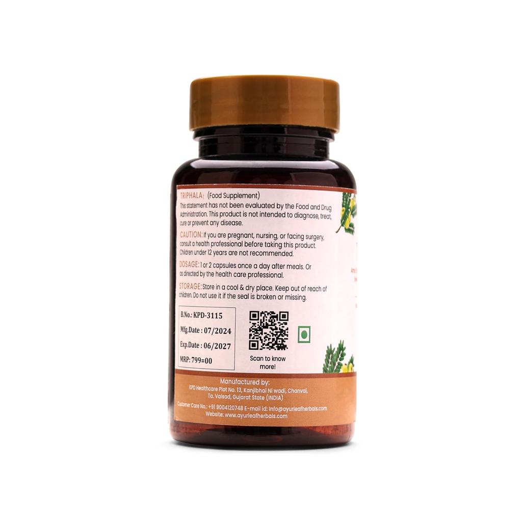 Ayurleaf Herbals Triphala Capsules | For Healthy weight management | Helps to Boost Immunity & Relief from Digestion | Antioxidant Properties (Pa