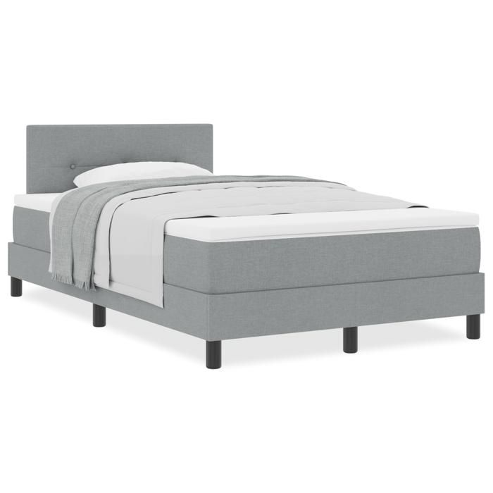 VidaXL Lit Box Spring avec Matelas Gris Clair 120x200 cm en Tissu 3338678