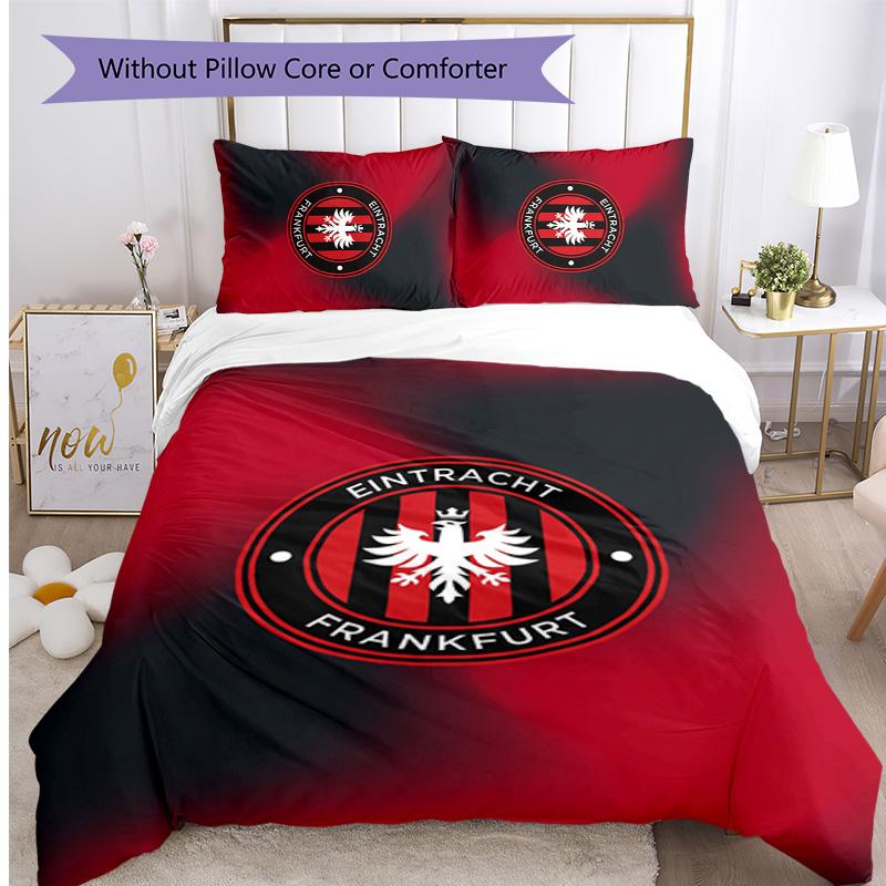 Eintracht Frankfurt Fußball Bedrucktes 3-teiliges Bettwäsche-Set, Bequemes Hautfreundliches Schlafzimmer Bettbezug-Set