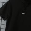 Chemise tendance à col montant boutonnée à manches courtes pour enfants