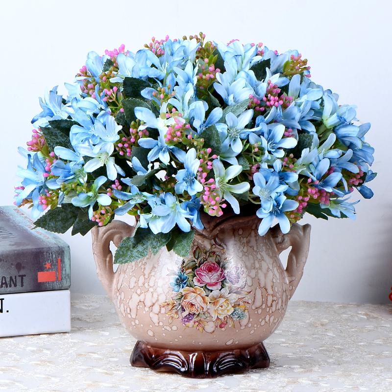 European Rose Silk Floral Arrangement - Artificial Bouquet for Living Room & Dining Table Decor