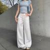 Women's Retro Double Waistband Wide-Leg Cargo Pants - Loose Fit, Floor-Length, 2025 Design