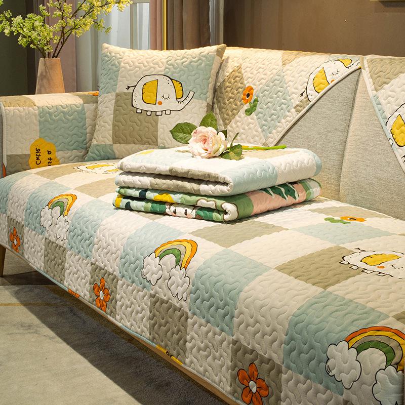 

Хлопковая подушка для дивана с мультяшным рисунком, которую можно стирать в машине, нескользящая комбинация милого мультяшного рисунка в стиле степ-арт, четыре сезона, абзац, диванное полотенце 70*70cm