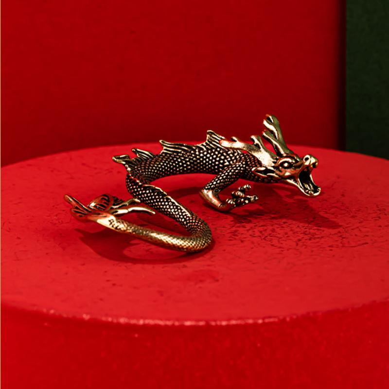 Handcrafted Brass Dragon Figurine 1Pcs Chinese Zodiac Retro Mini Mythical Beast Statue Home Desk Decor Collection