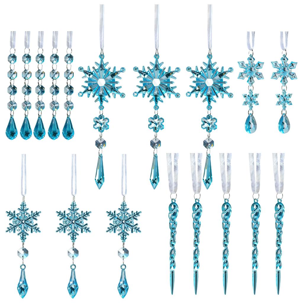 Christmas Acrylic Transparent Decorative Pendant, Christmas Tree Snowflake Decorative Pendant