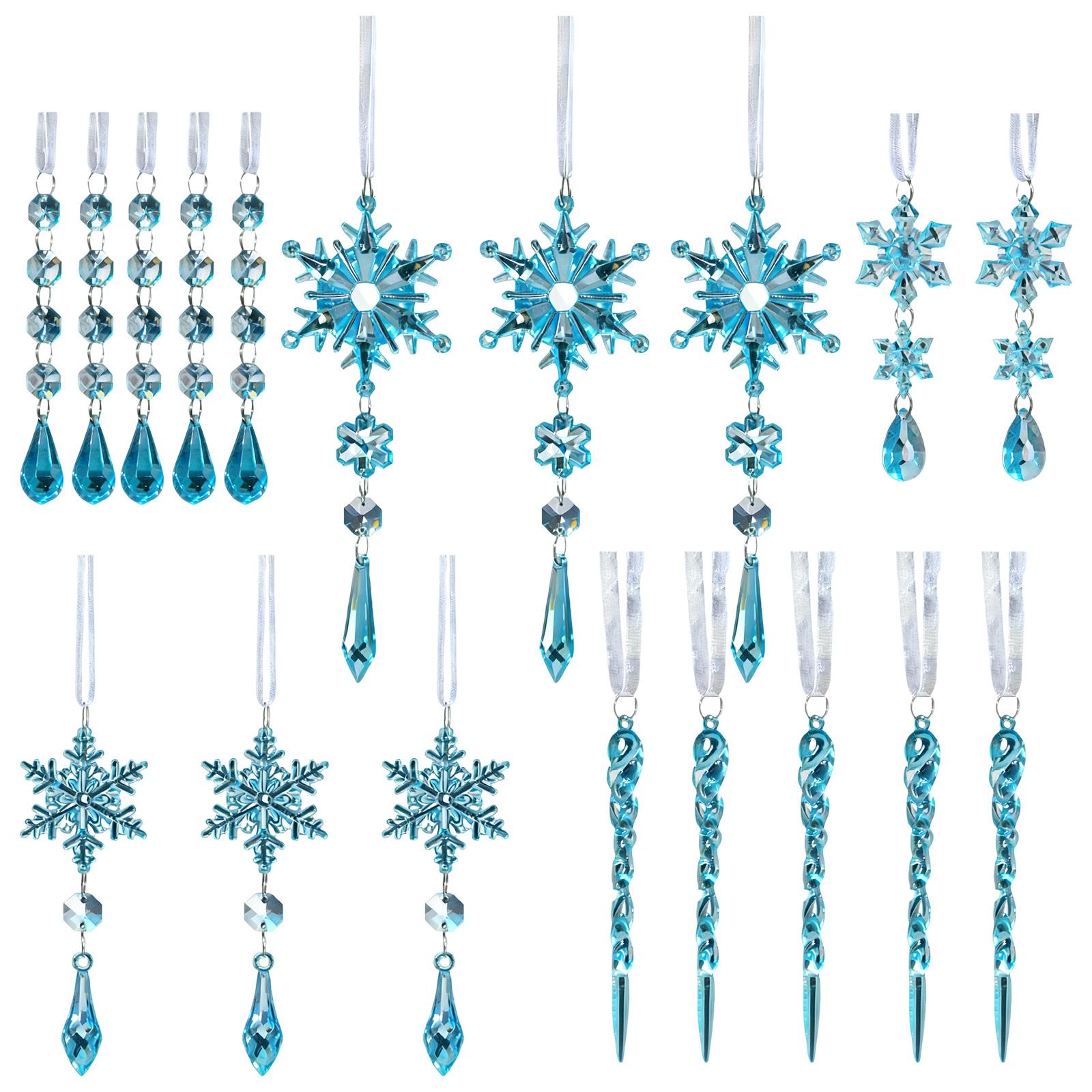 

Christmas Acrylic Transparent Decorative Pendant, Christmas Tree Snowflake Decorative Pendant One Size