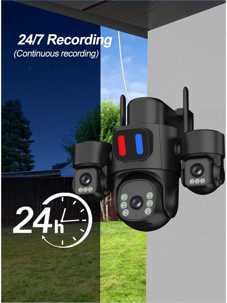 4G Solar-Powered HD Wireless Outdoor Camera with Triple-Lens WiFi Network Monitoring