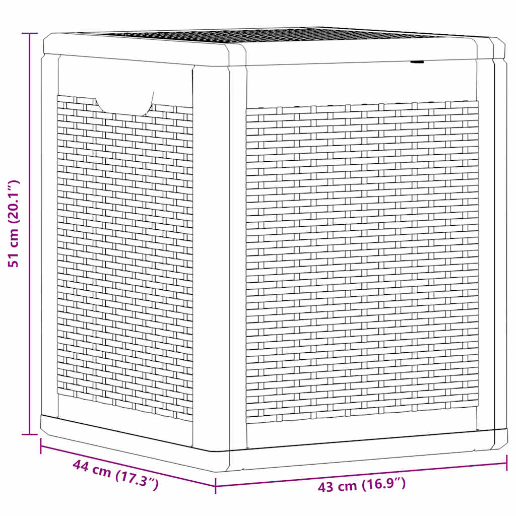 Garden Storage Box 90 L Black PP Rattan