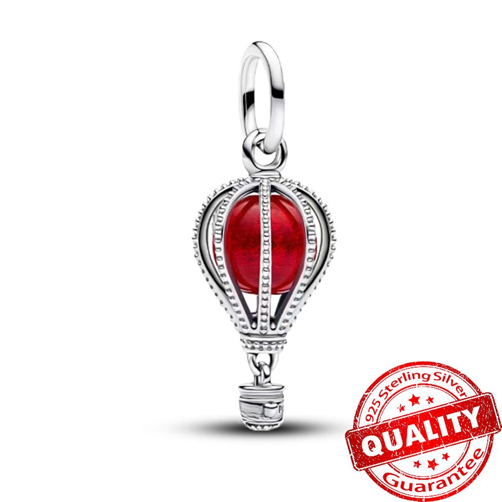 Beautiful 925 Sterling Silver Red Valentine's Day Infinity Love Rose Pendant Fit DIY Bracelet Necklace Date Accessories Gifts