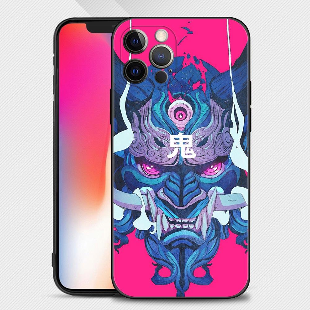 Japan Samurai Oni Mask Case For Apple iPhone 14 13 12 11 Pro Max Mini XS Max XR X 7 8 6 6S Plus Phone Shell Capa