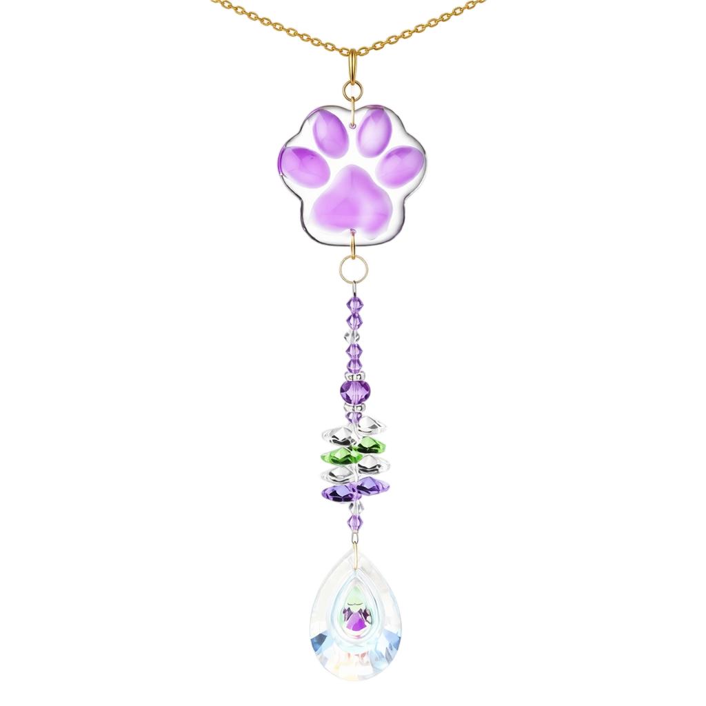 Decorative Paw Shaped Wind Chime Window Hanging Sun Catcher Rainbow Maker for Home Garden Indoor Outdoor Ornament