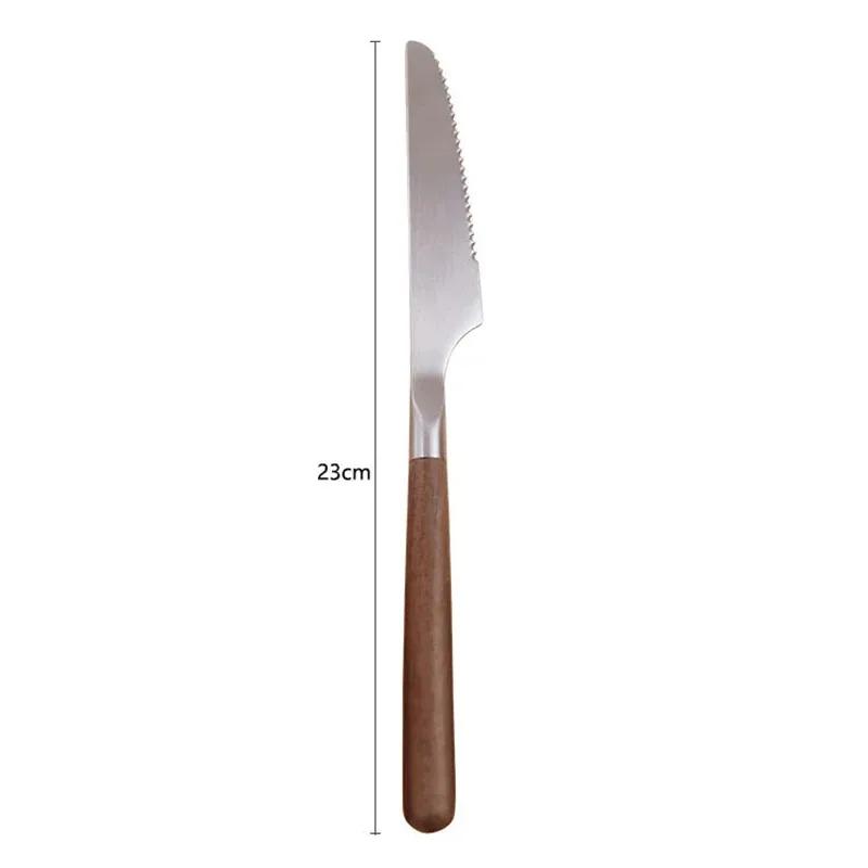 Tableware Walnut Wood Handle Knife Fork Spoon Dinnerware 304 Stainless Steel Cutlery Western Tableware Set Kitchen Supplies