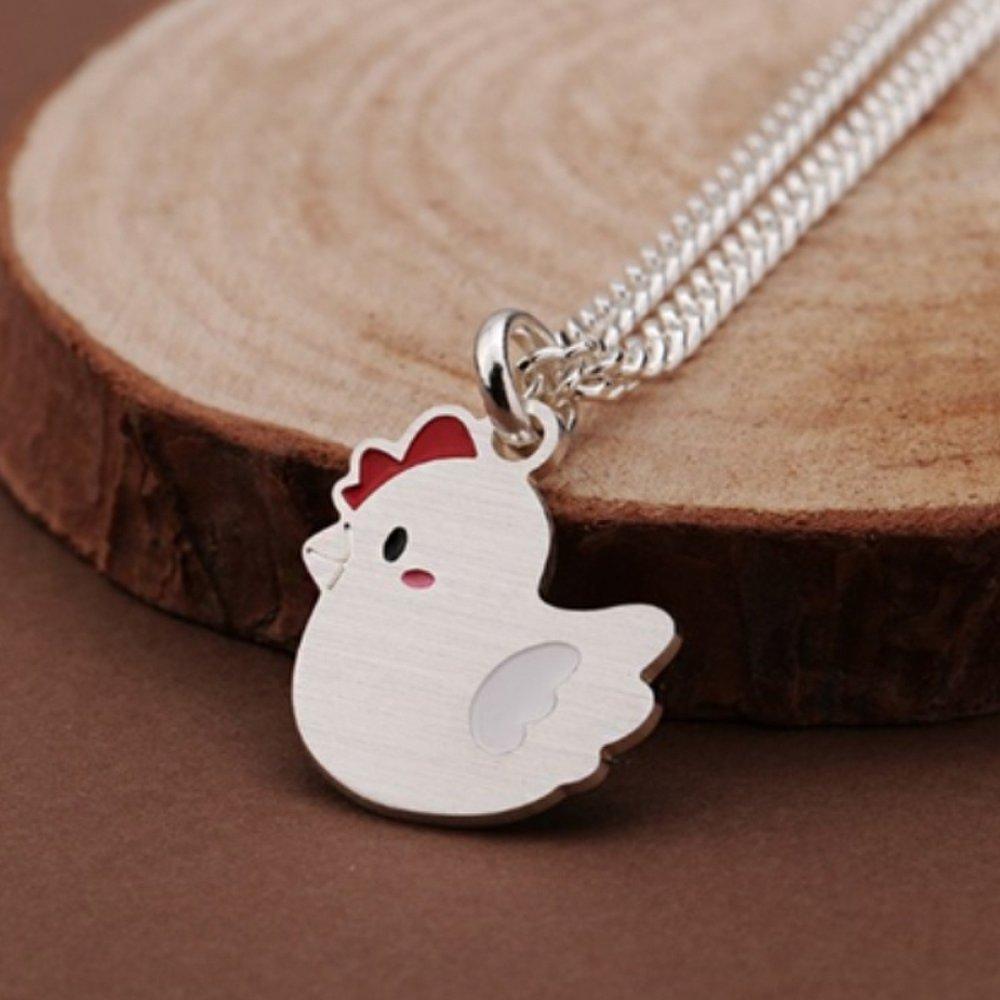 [Aslit] Children's Silver Necklace Kids Toddler Silver 925 Coco Chicken Zodiac Pendant