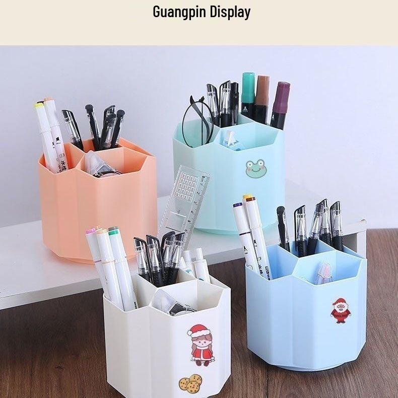 360° Rotating Cartoon Pen Holder: Large Capacity Multifunctional Desk Organizer