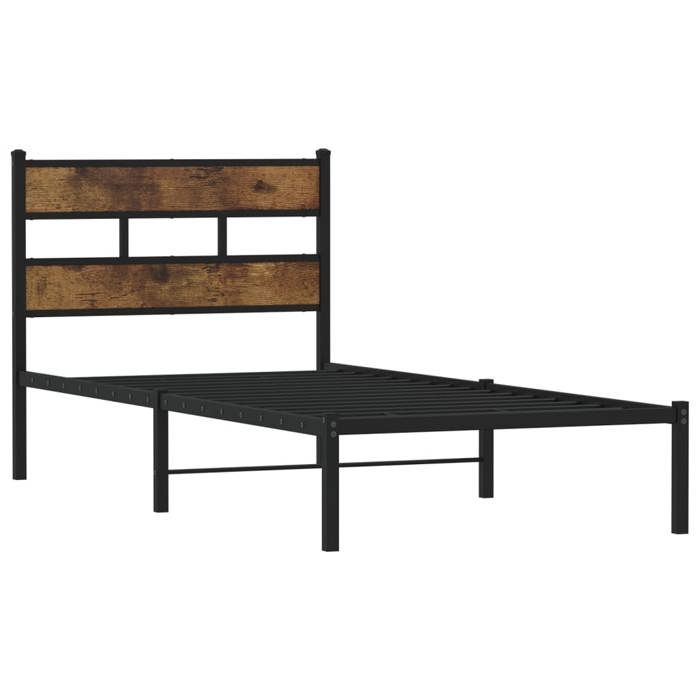 VidaXL Metal Bed Frames Without Mattress Smoked Oak 100x190 Cm 4017047