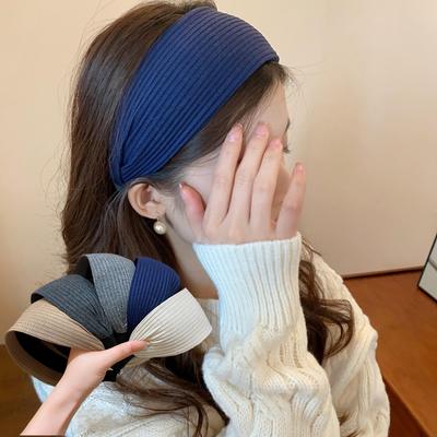Internet-Prominente Gleiche Einfarbige Breite Kante Gestreiftes Garn Stirnband Hoher Kopf Stirnband Französische Sanfte Atmosphäre Haaraccessoire