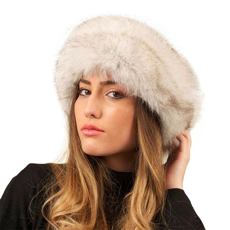 Fashion Fluffy Winter Warm Cap Wide Headband Elastic Outdoor Ski Hats Furry Ear Warmer Soft Warm Earmuff for Women