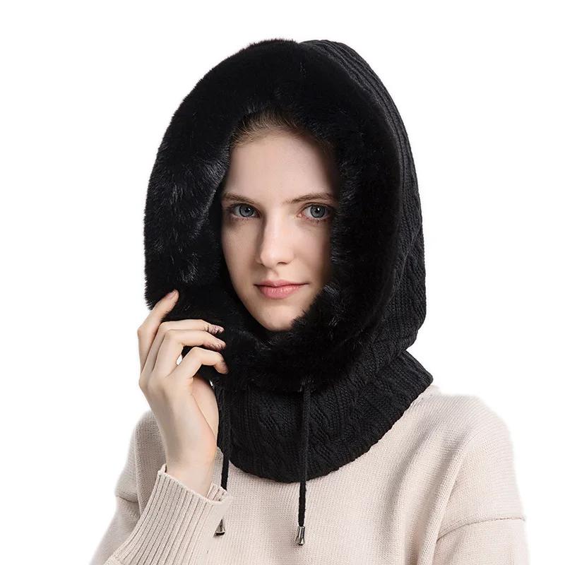 Women's Winter Hat Outdoor Cycling Headgear Anti Cold Skiing Hat Warm Scarf Face Mask Integrated Anti Cold Headgear