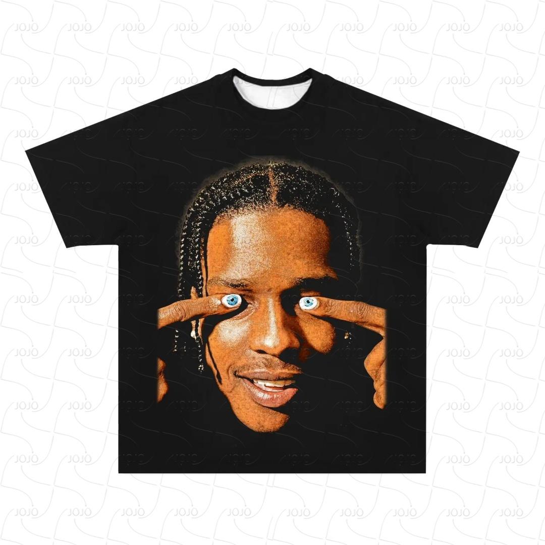 Футболка с ретро-графикой рэпера ASAP Rocky, мужская хип-хоп одежда, футболки Y2k, унисекс, модная, оверсайз, гетто-гангстерский топ 2XL