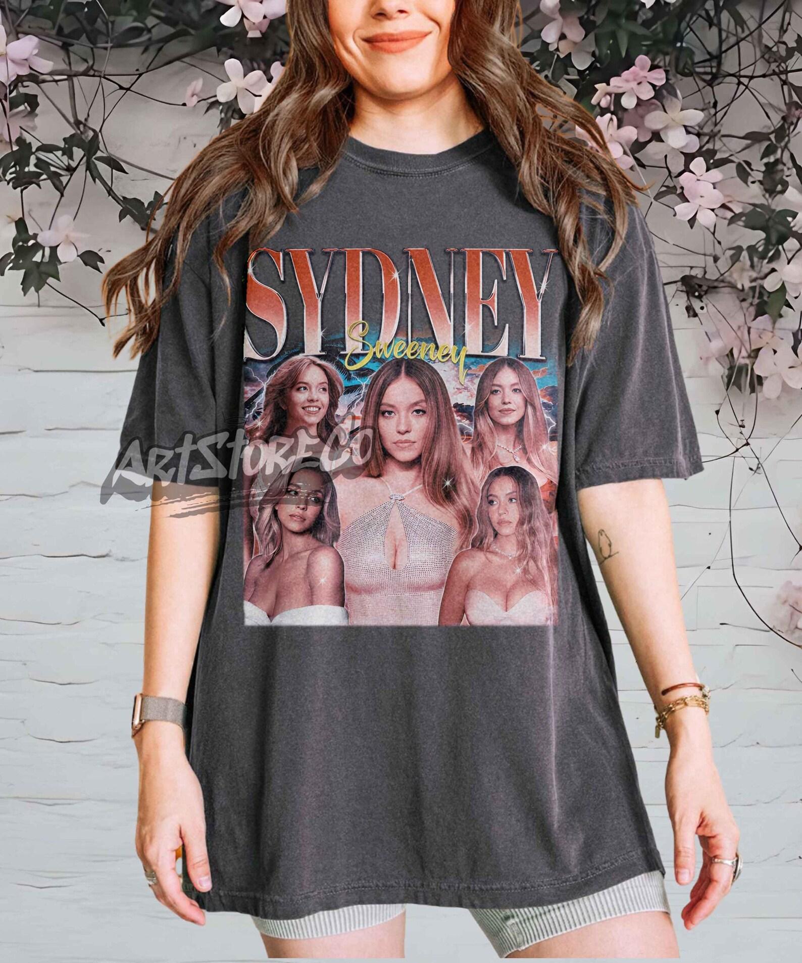 Sydney Sweeney Retro Collage Graphic Tee, Vintage Inspired Apparel L