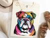 Bulldog Portrait Shirt, Rainbow Bulldog Dog Tee, Colorful Bulldog Graphic T-Shirt, Bold Pup Portrait Shirt, Loyal Dog Lover Gift