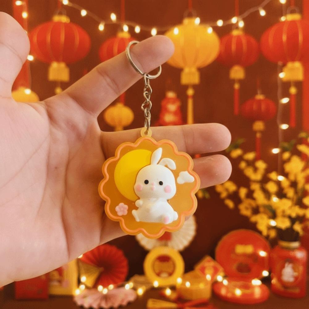 Creative Mooncake Little Rabbit Keychain 3D Cute Rabbit Keychain Daily Use