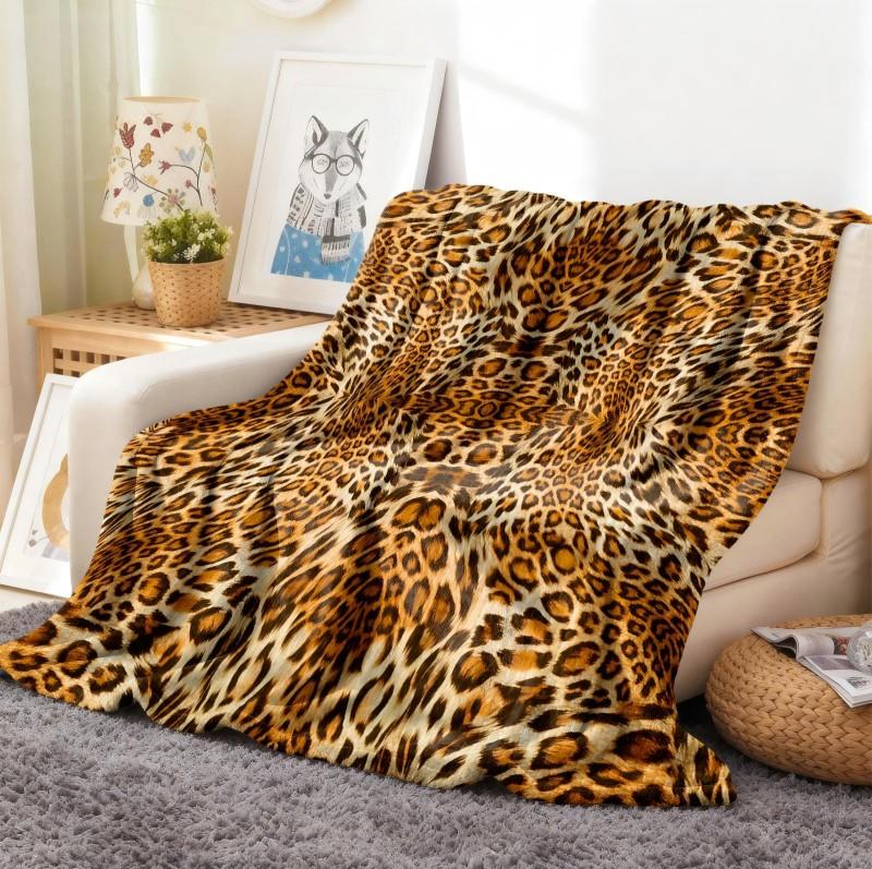 1 Stück Decke Leopardenmuster Kunst Kuhfellmuster Flanelldecke Dünne Decke Weich Warm Decken Festivalgeschenke für ganzjährige Nutzung