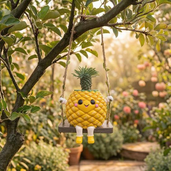 Lachender Ananas-Blumentopf, Niedlicher Ananas-Schaukel-Blumentopf, Hängender Pflanztopf für Sukkulenten Kleine Zimmerpflanzen Balkongarten