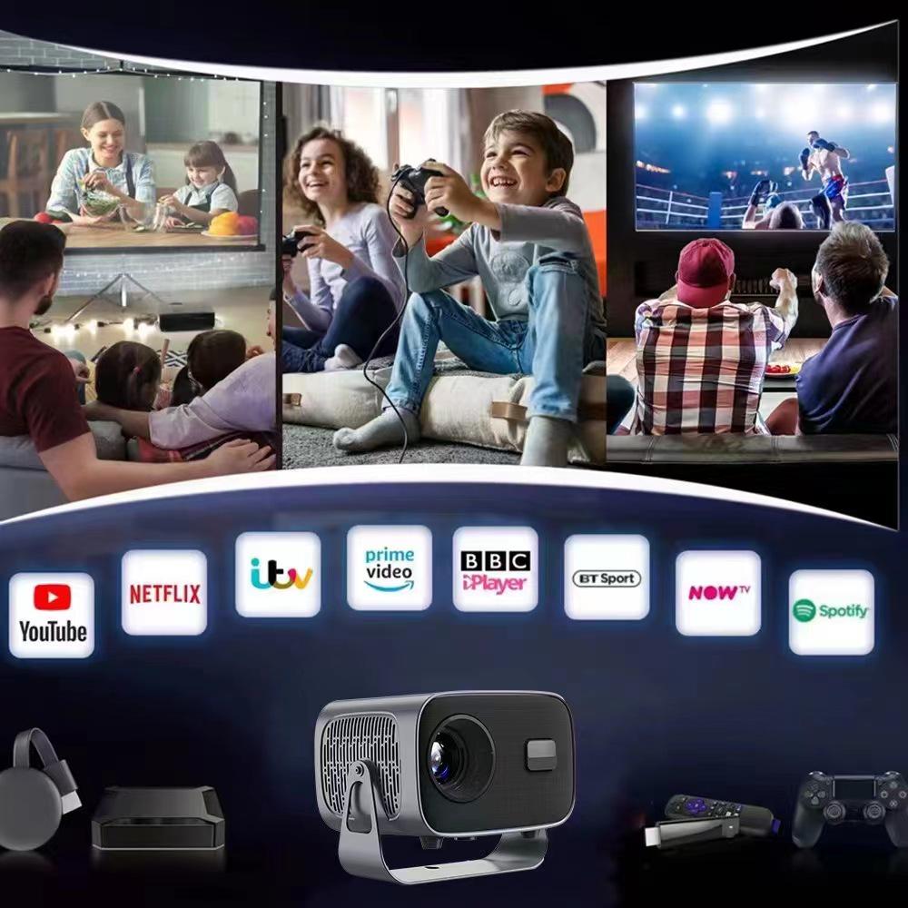 Portable HD Android Projector with Automatic Keystone & White Wall Compatibility